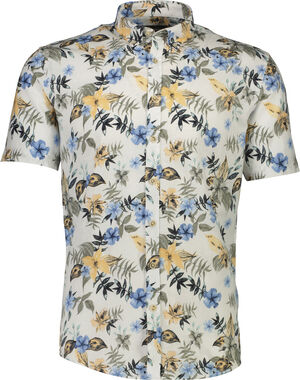 Printed cotton/linen shirt S/S