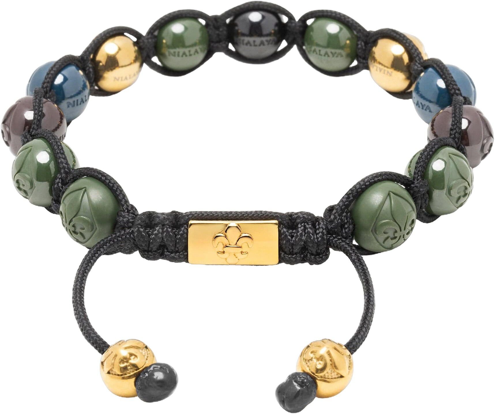 Men's Beaded Bracelet with Multicolored Ceramic & Gold Balls