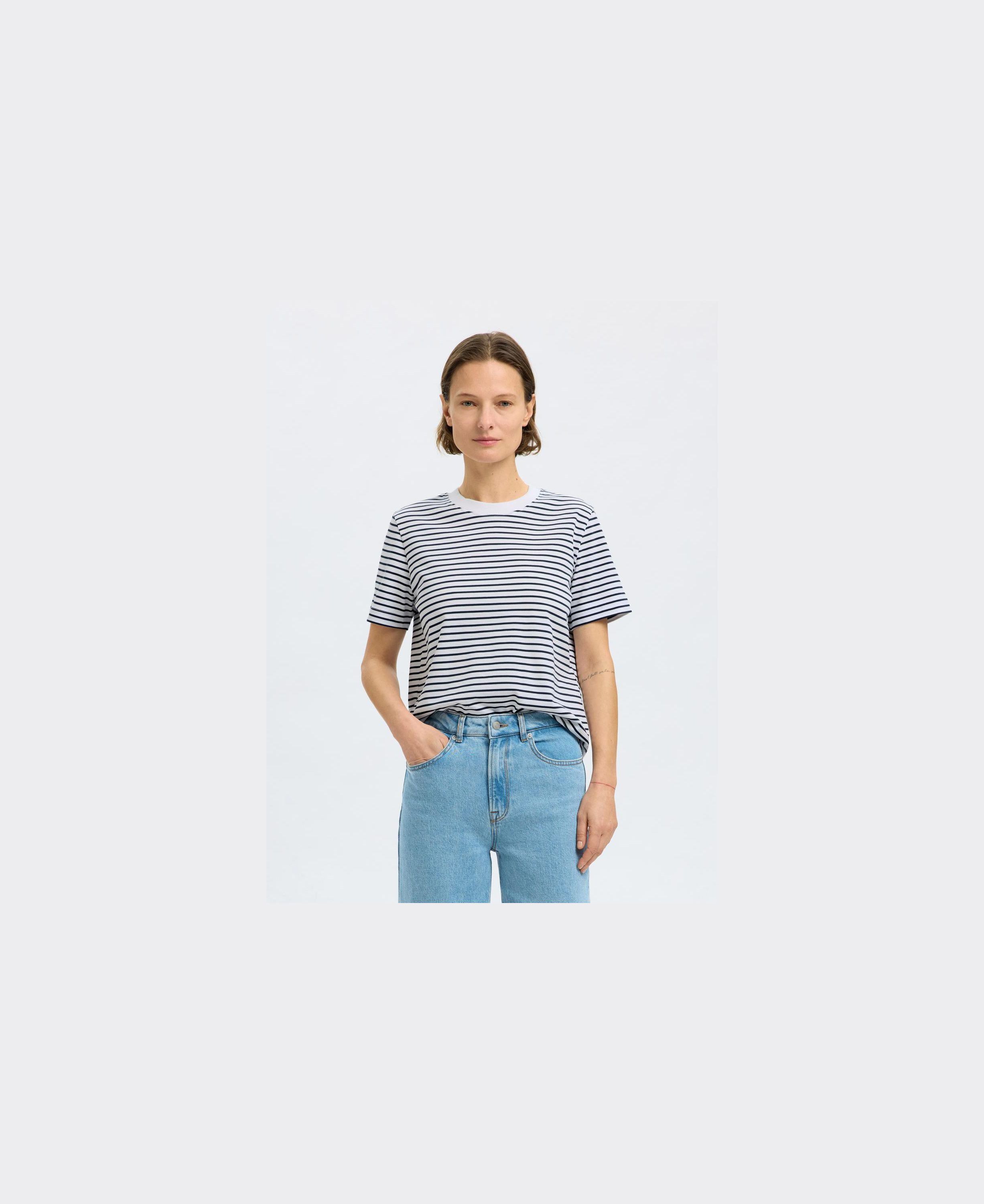 SLFESSENTIAL SS STRIPED BOXY TEE NO