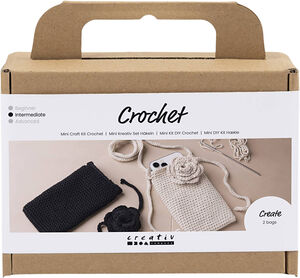 Mini DIY Kit Hækle, Taske med rose