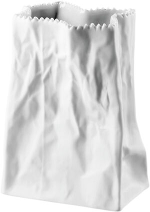 Bag vase 14cm, Weiss matt, Do not litter