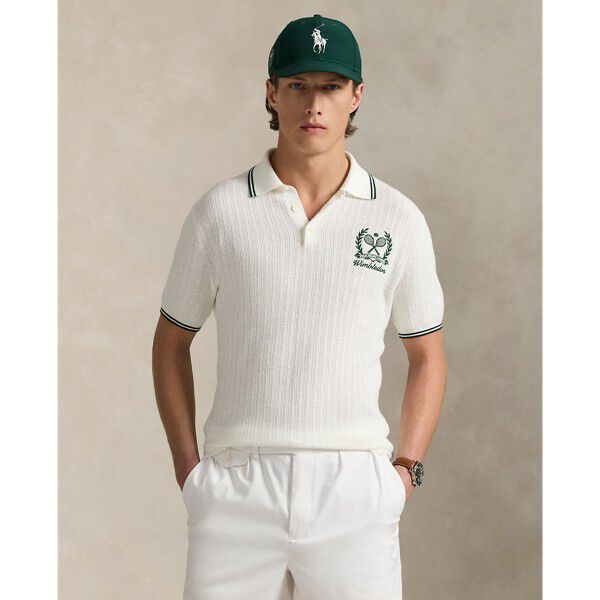 Wimbledon Cotton Polo-Collar Sweater