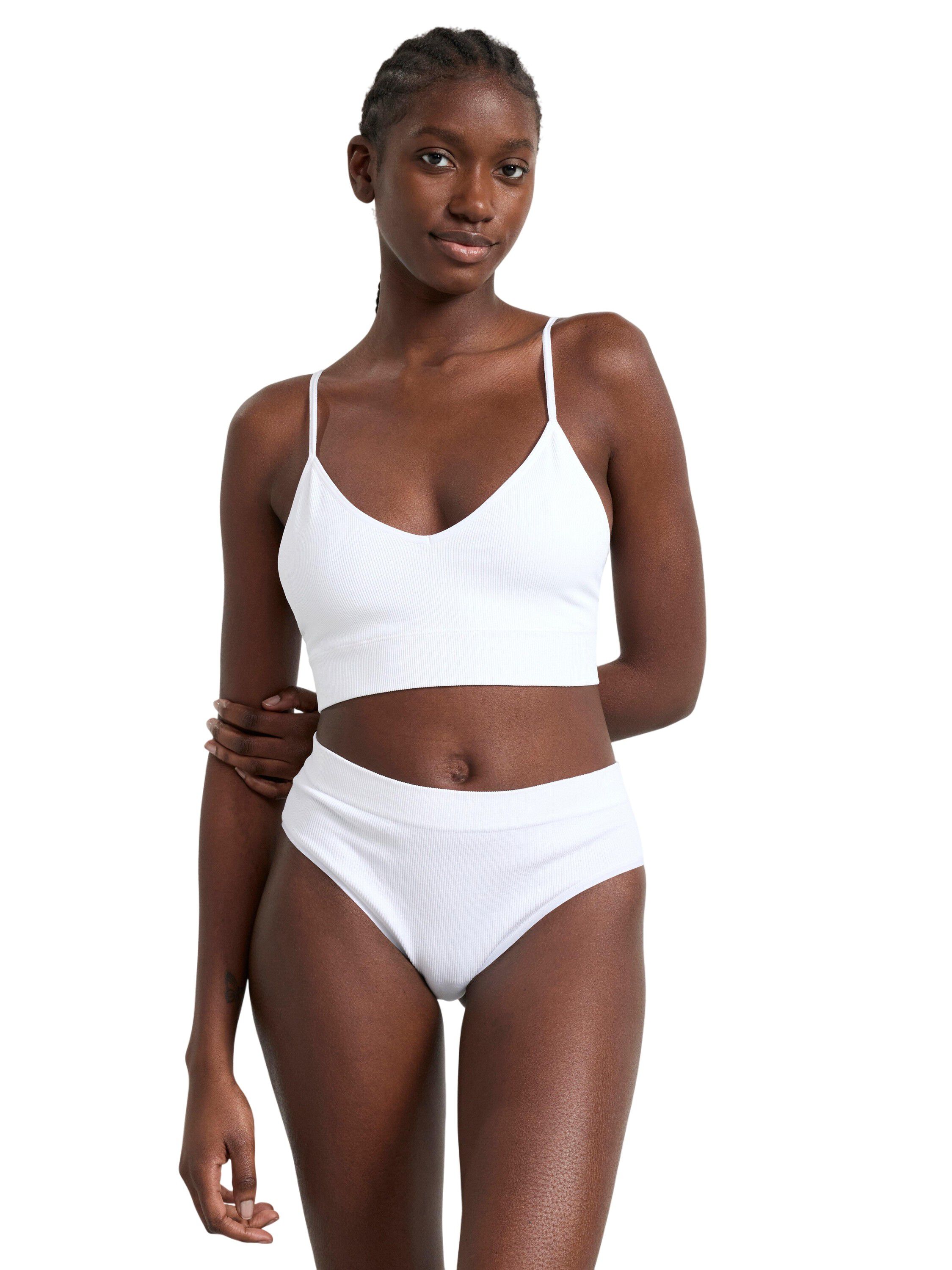 Myk ribbet bh uten s&oslash;mmer med v-ringning