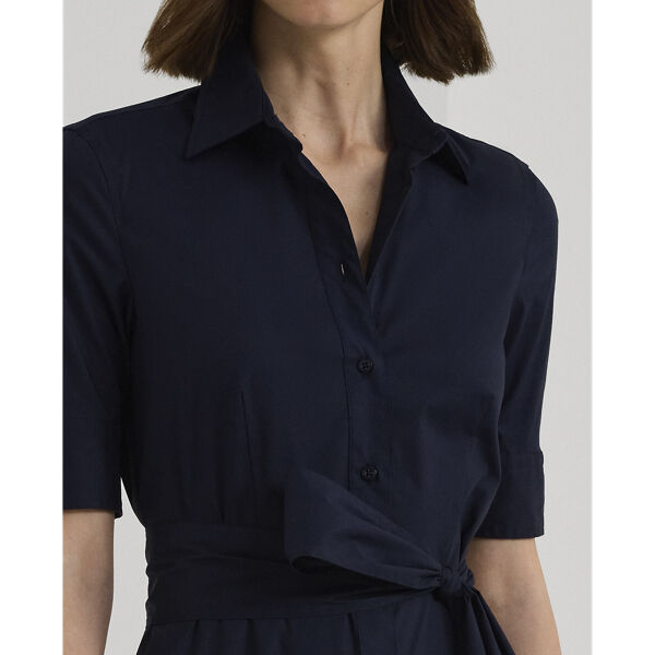 Belted Cotton-Blend Shirtdress