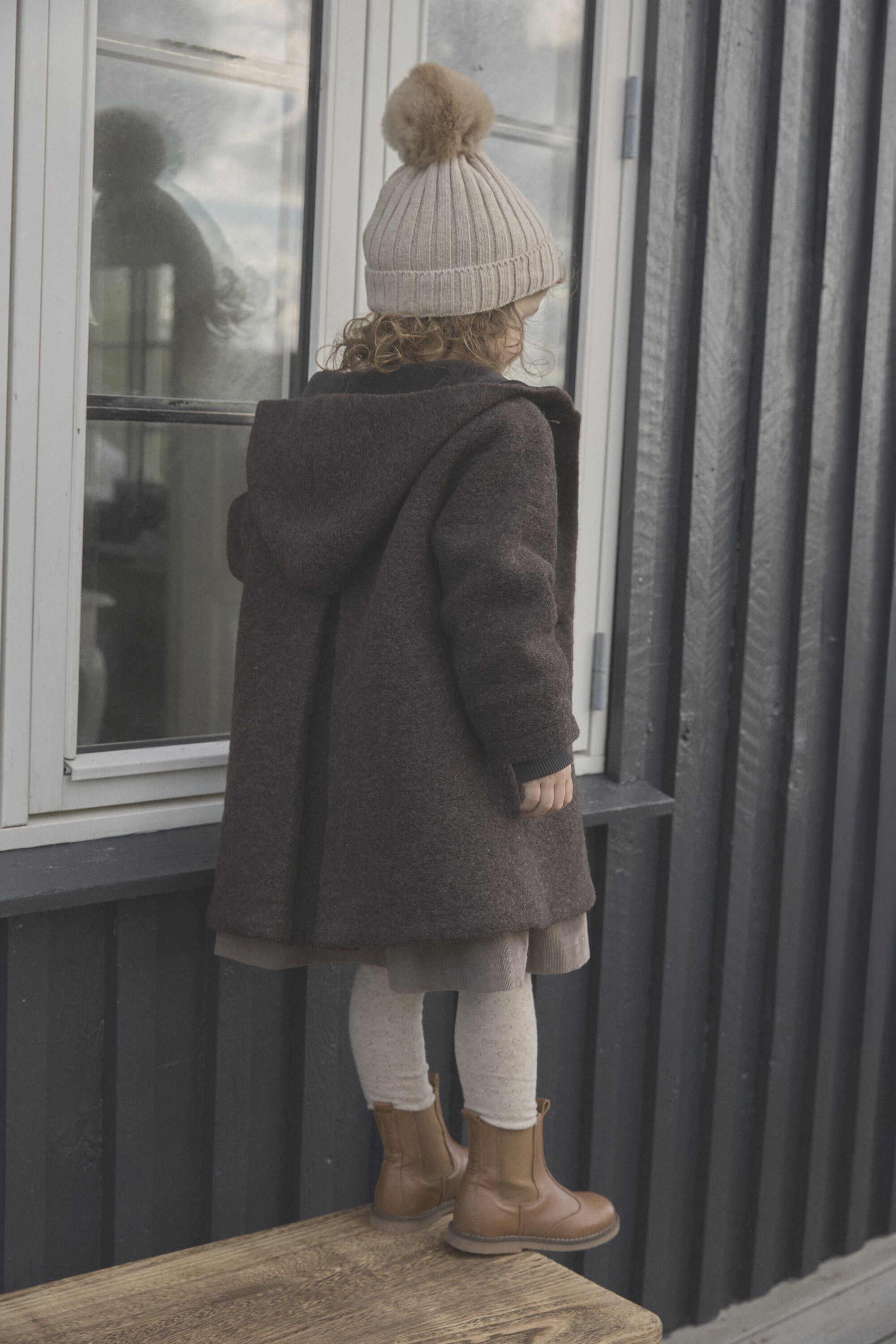 Hat Knit Alpaca Pompom