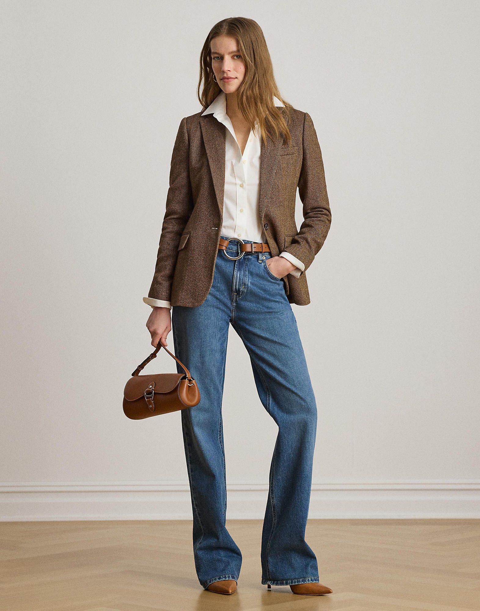 Cotton-Blend Herringbone Blazer
