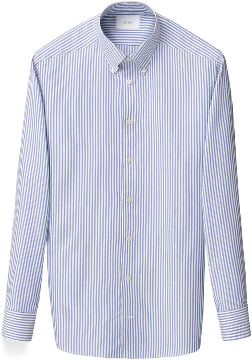 Contemporary Fit Mid blue Striped Signature Oxford Shirt