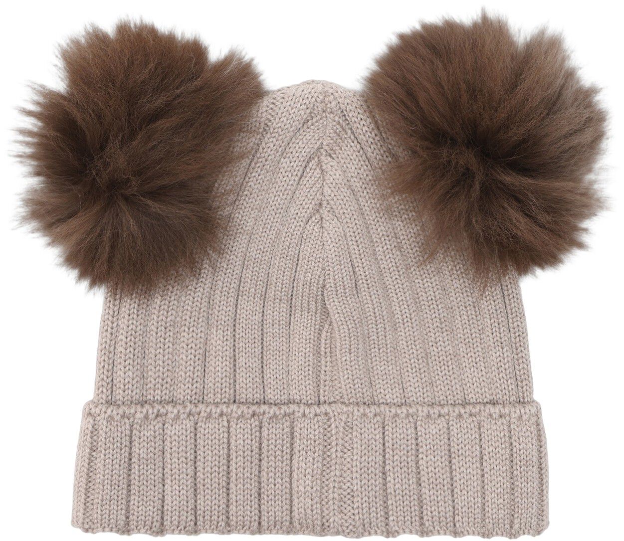 Hat Knit Alpaca Pompoms
