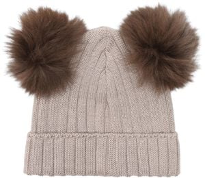 Hat Knit Alpaca Pompoms
