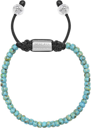Men's Miyuki Beaded Bracelet with Turquoise and Silver