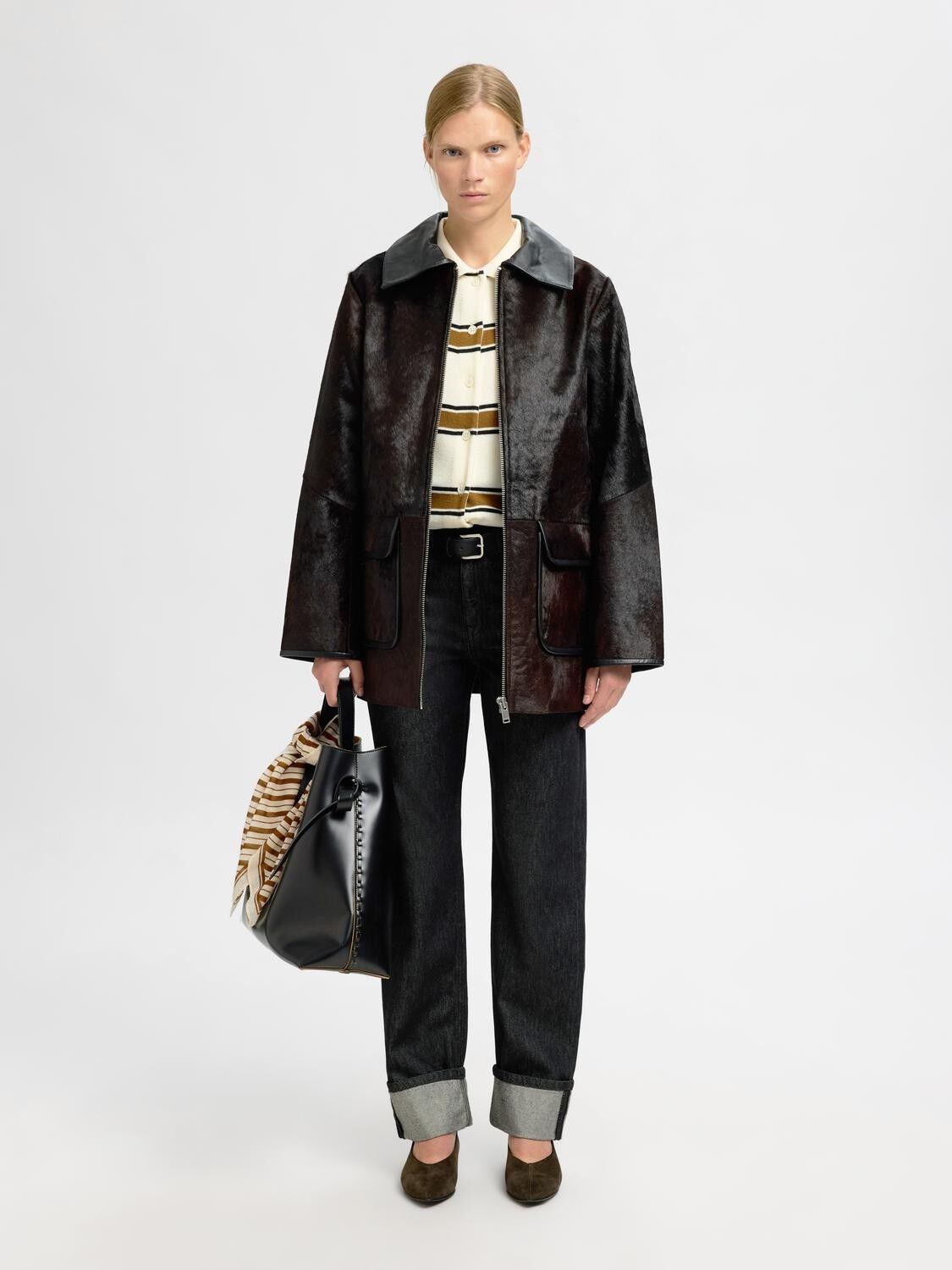 SLFTHEA LS KNIT BUTTON COLLAR NECK