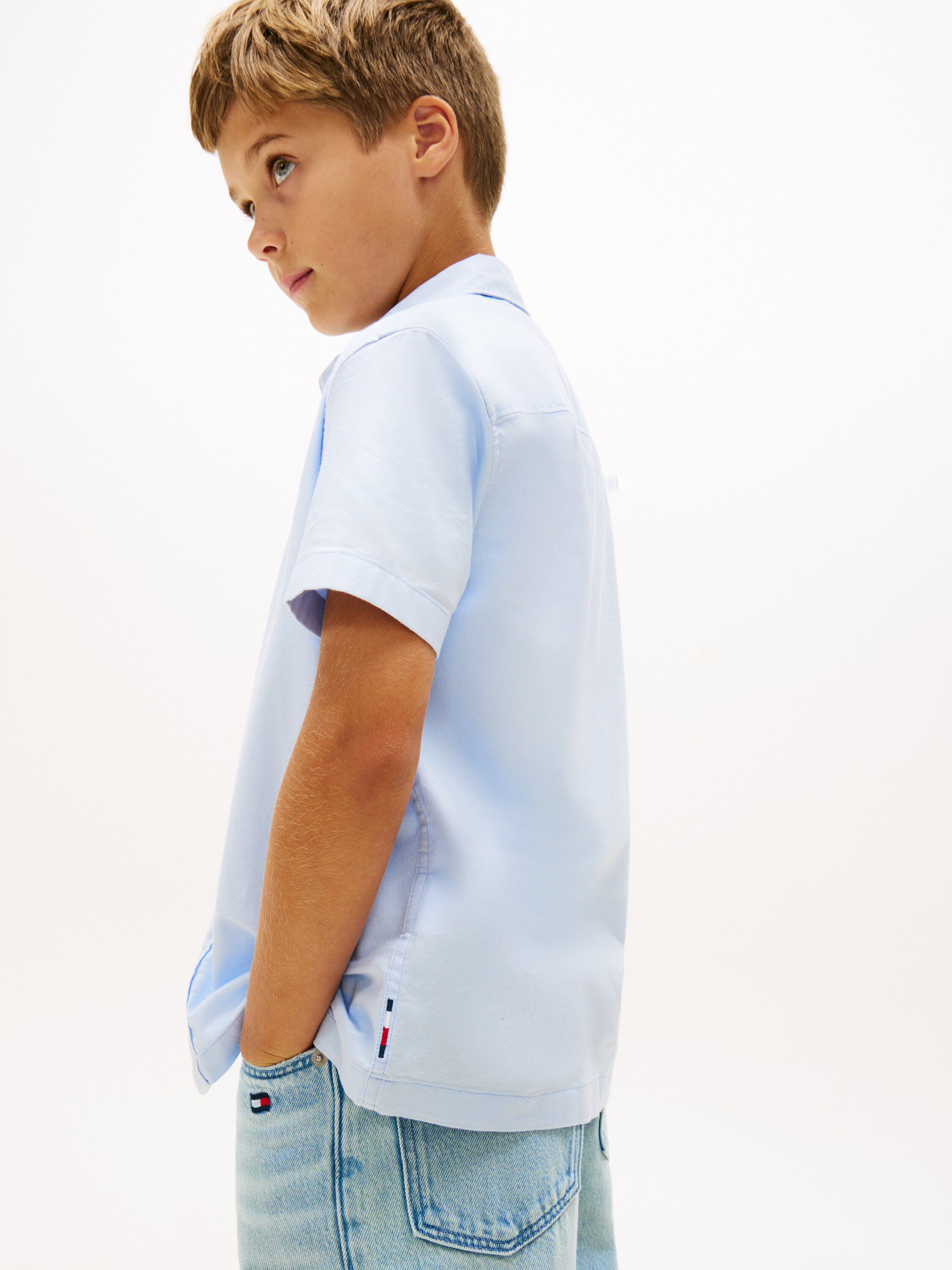 Essential Flag Embroidery Short Sleeve Oxford Shirt