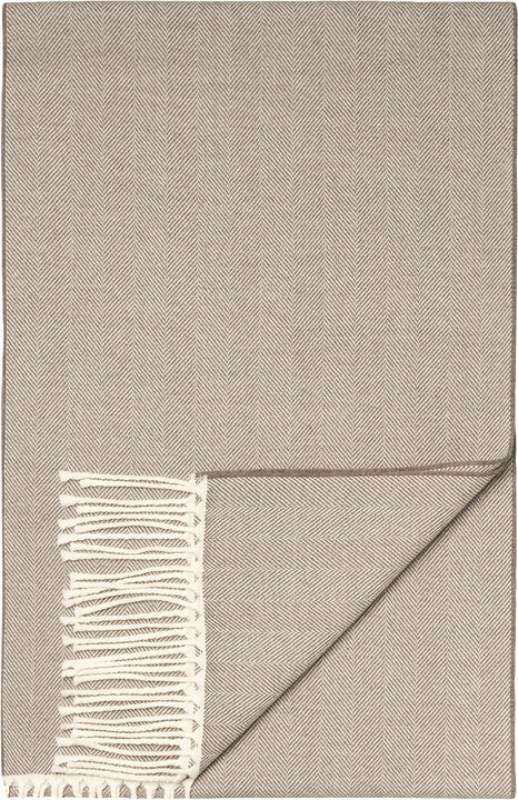 Beige Herringbone Merino Wool Scarf