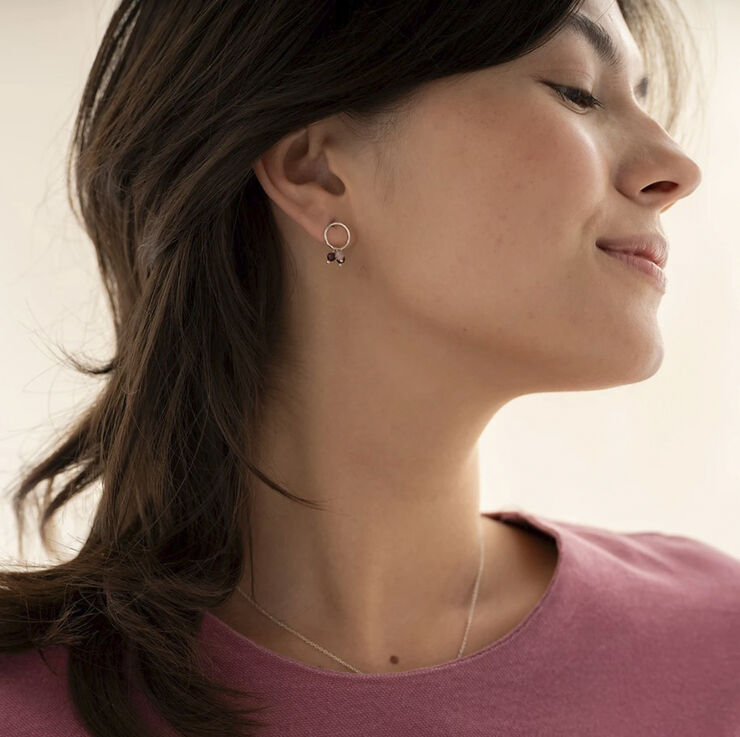 Genuine Garnet Rose Quartz Earrings SP