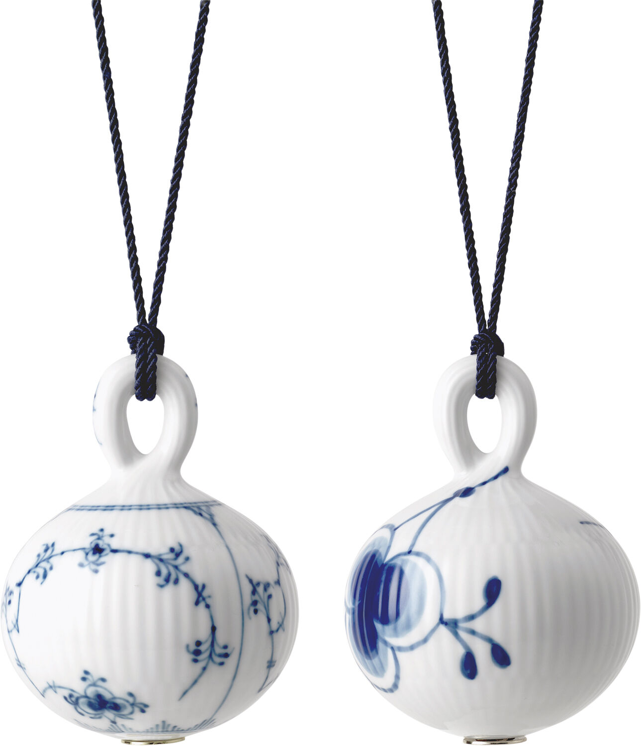 Musselmalet Riflet & Bl&aring; Mega Riflet Julekugle 9,5 cm 2 stk