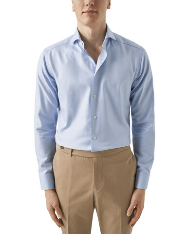 Slim Fit Light blue Semi Solid Signature Twill Shirt