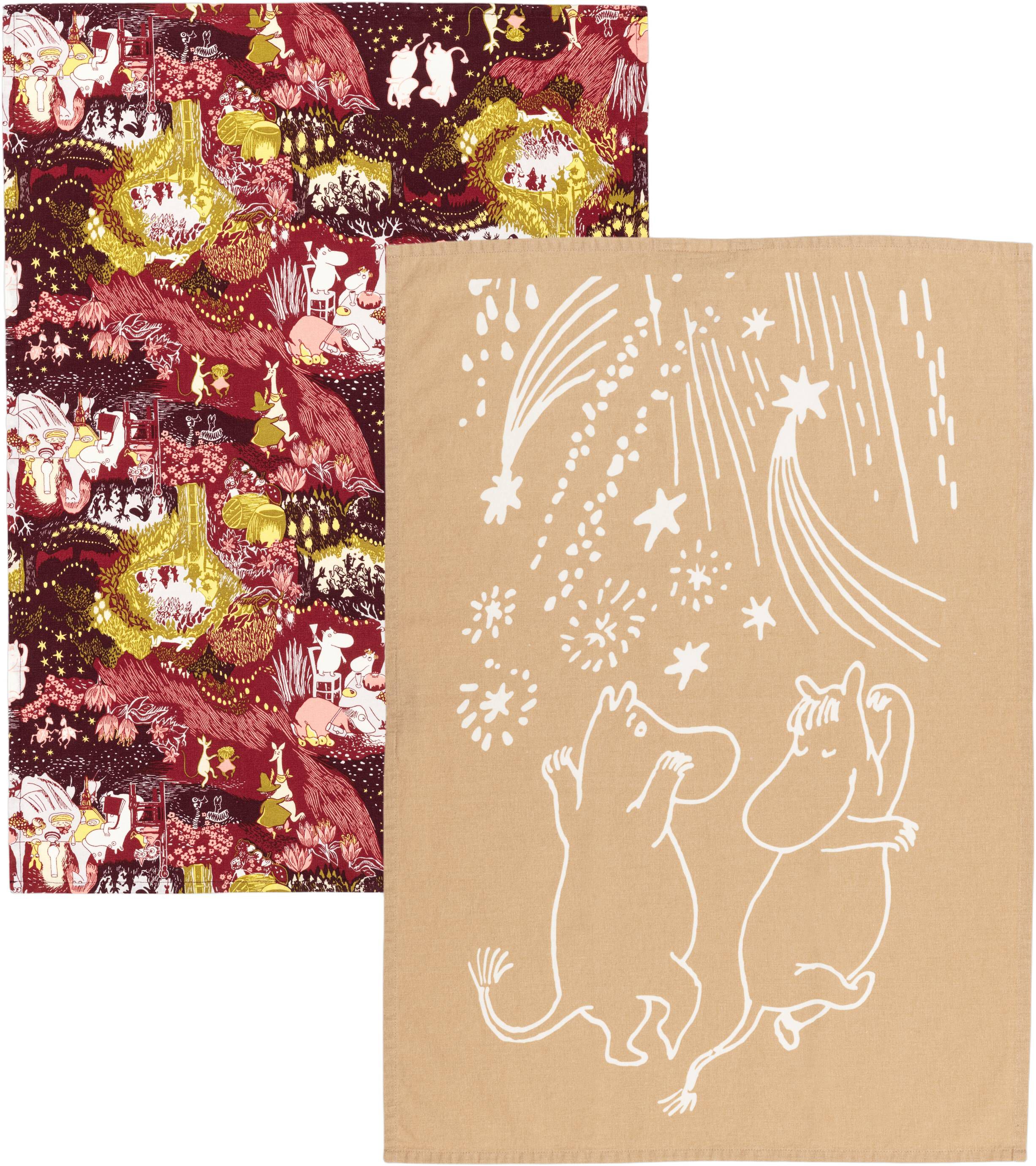 Moomin Arabia 50x70cm viskestykke s&aelig;t Festlige &Oslash;jeblikke GOTS