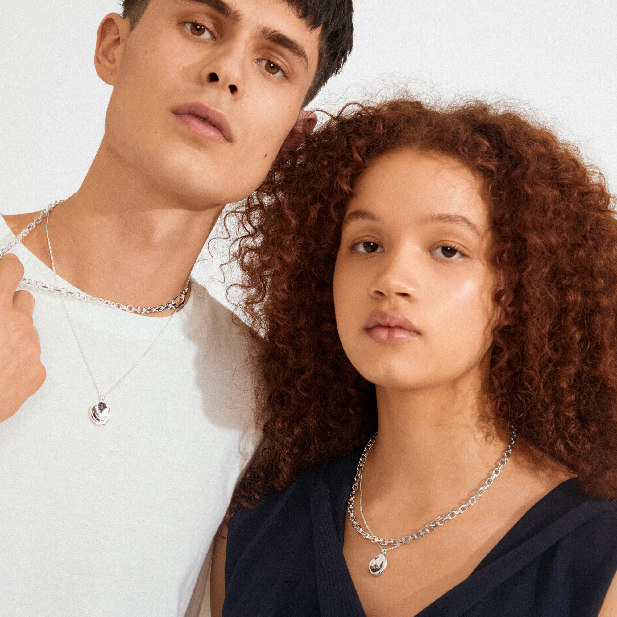 SPARKLE halsk&aelig;de, 2-i-&eacute;t s&aelig;t, s&oslash;lvbelagt