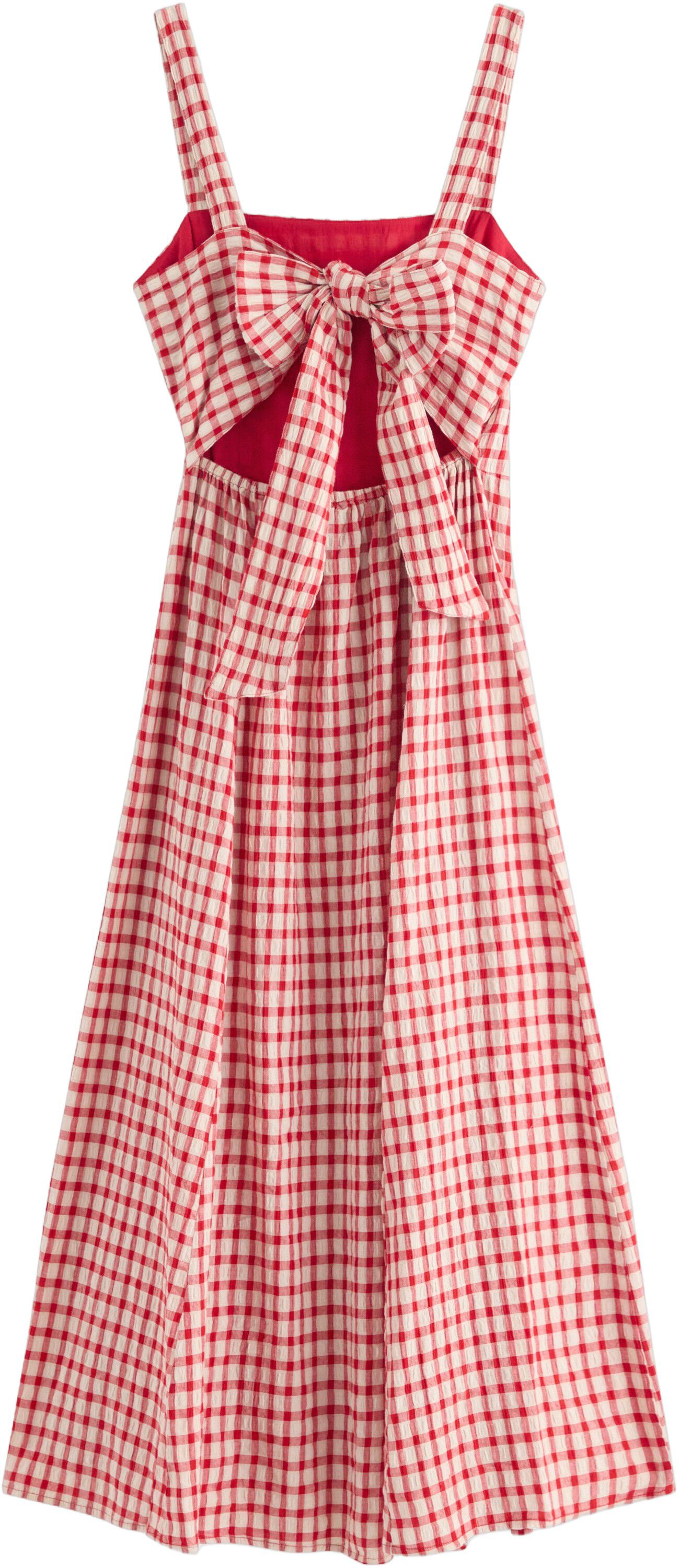 Woven midi dress with open back and