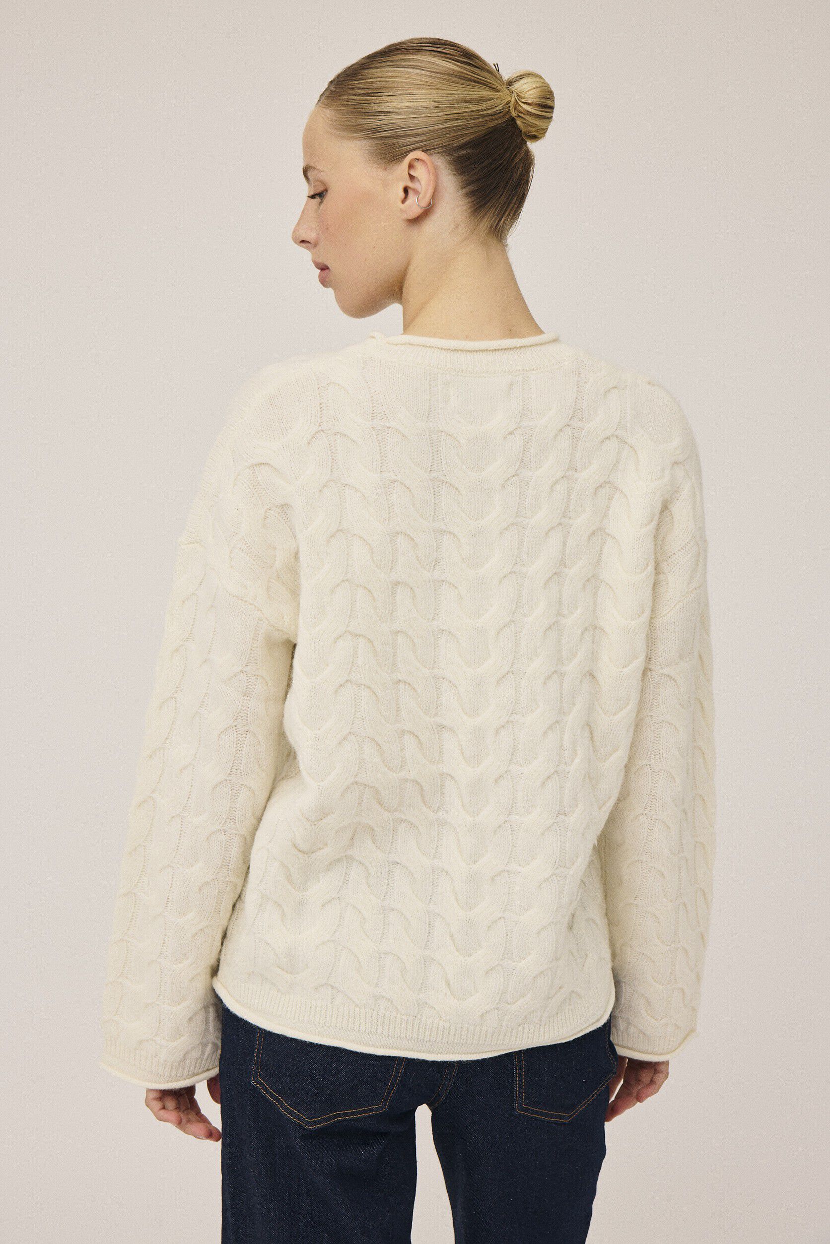 Myrna 5 Lang&aelig;rmede striksweater - 100% Uld RWS