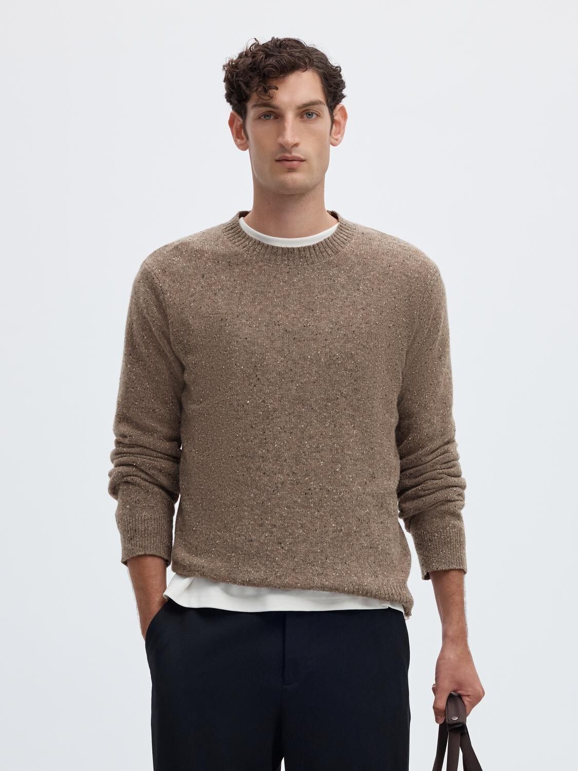 Slmneil Ls Knit Reg Neps Crew Neck