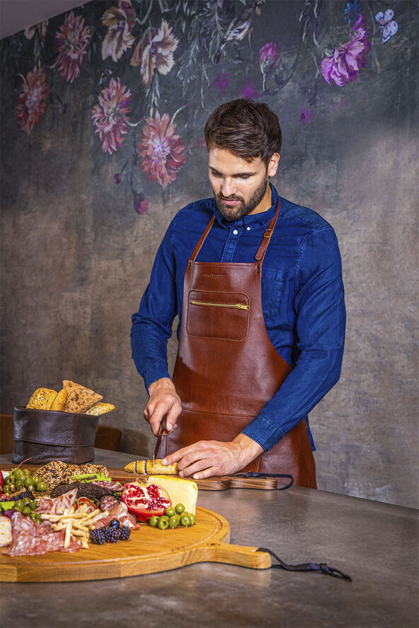 Klassisk 100% læder Forklæde BRUN