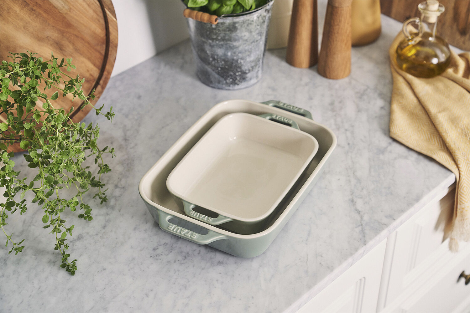 Ceramique Ovnfad s&aelig;t 2 Eukalyptus rekt