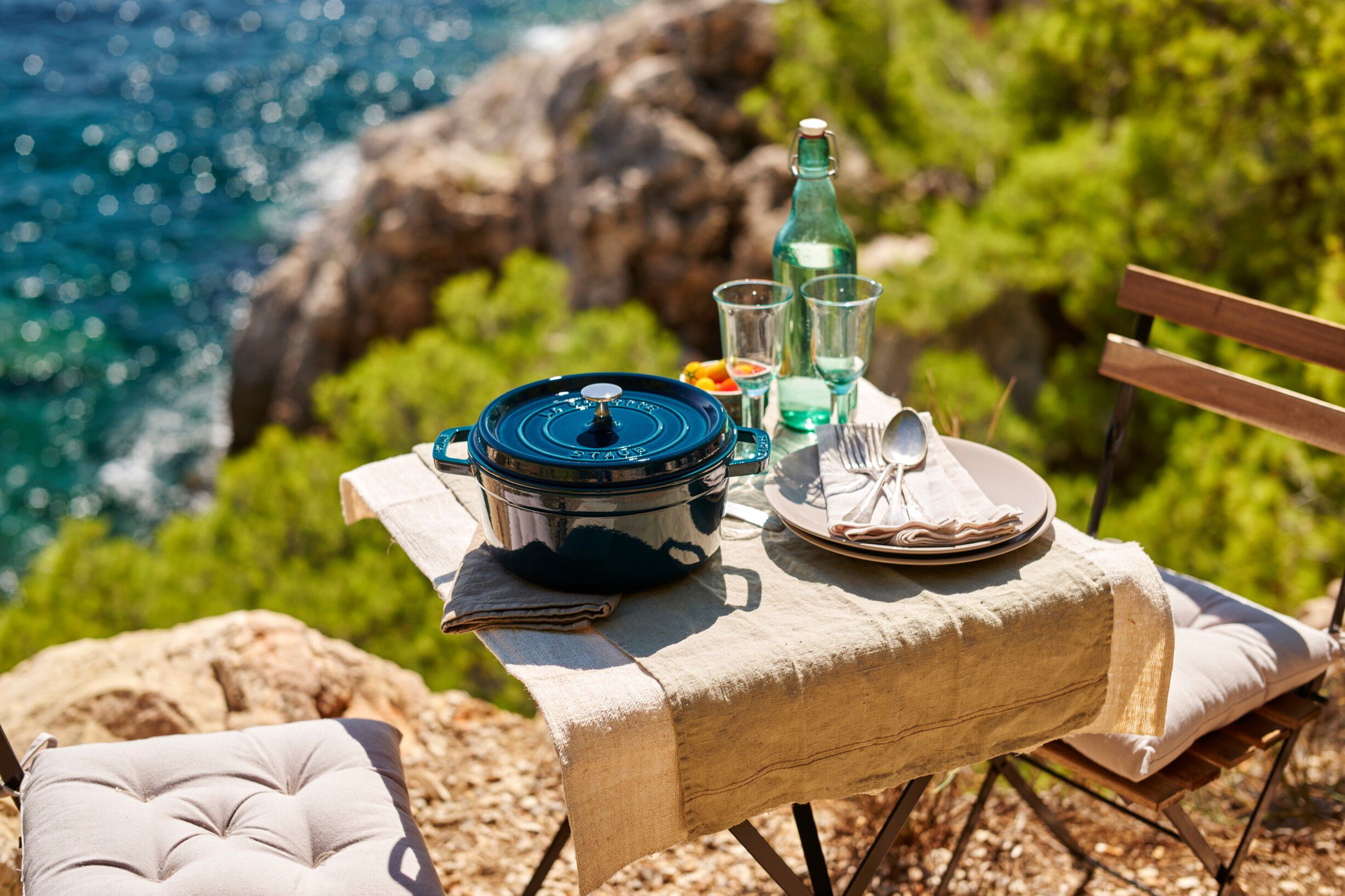 La Cocotte Cocotte 28 cm / 6,75 l, Rund, La-Mer-Turkis-Bl&aring;gr