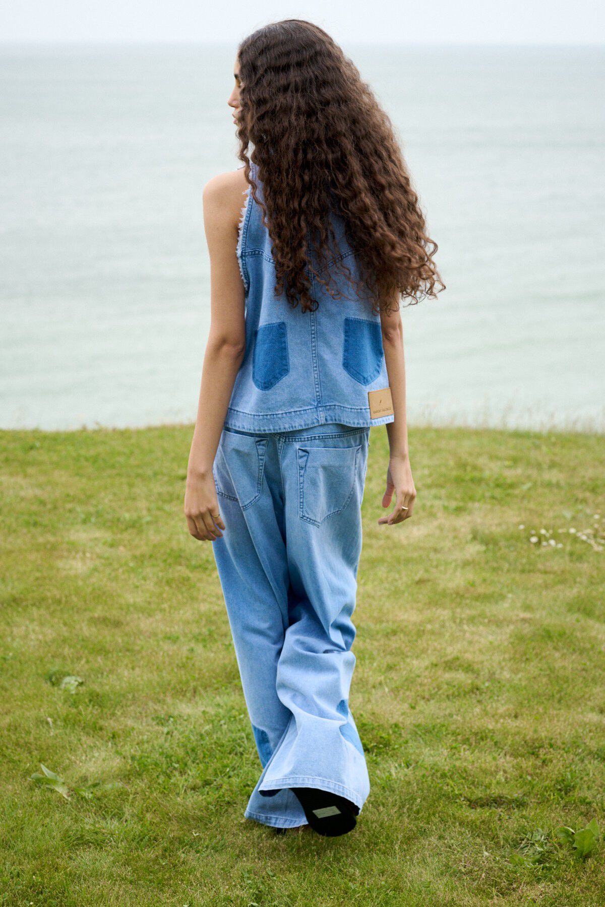 Light denim wide leg pants - Lane