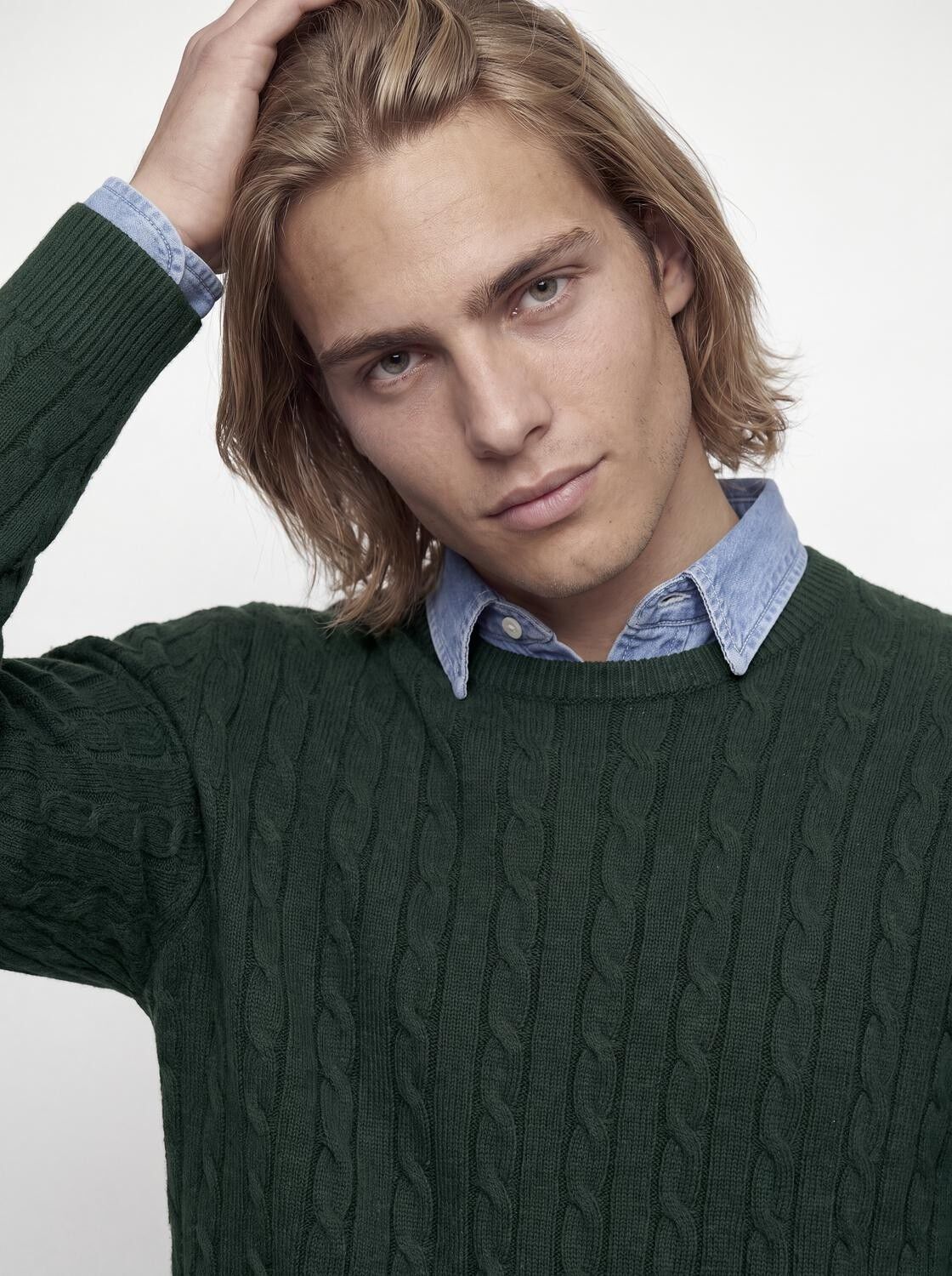 Jprblulambswool Knit Cable Crew Neck