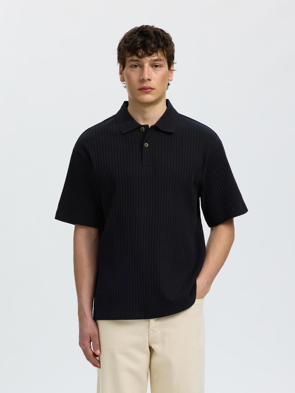 SLMRELAXSIMON RIBBED SS POLO
