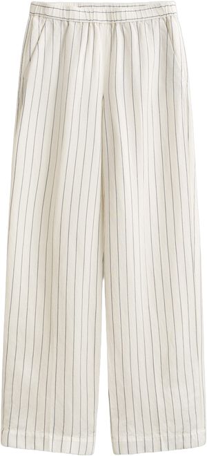 STRIPED LINEN BLEND PULL ON PANTS