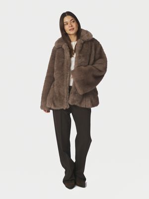 Ariella Faux Fur Peplum Jacket