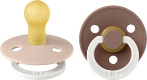 BIBS Pacifier Colour 2 PACK Latex Size 1 Blush GLOW/Woodchuc