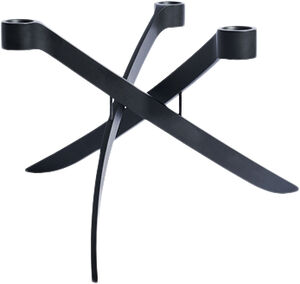LIGHTARCH Candle Holder, 3 arm Mini Taper, Matte Black 18 x 11 CM