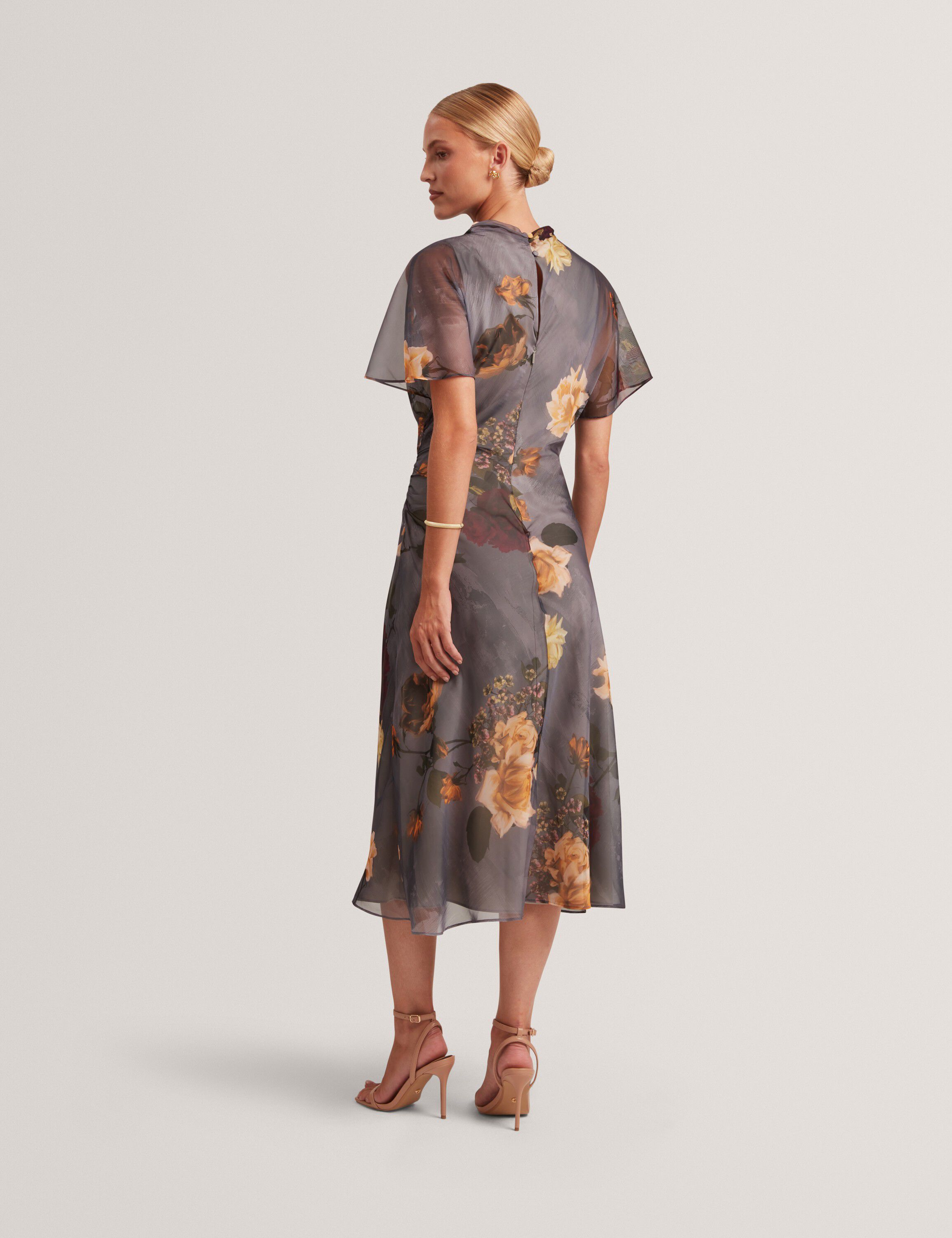 NOELHA Printed Drape Neck Midi Dres