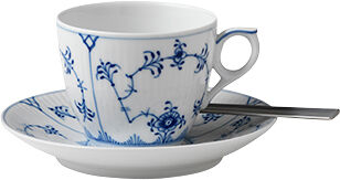 Blue Fluted Plain Cup and Saucer 17cl