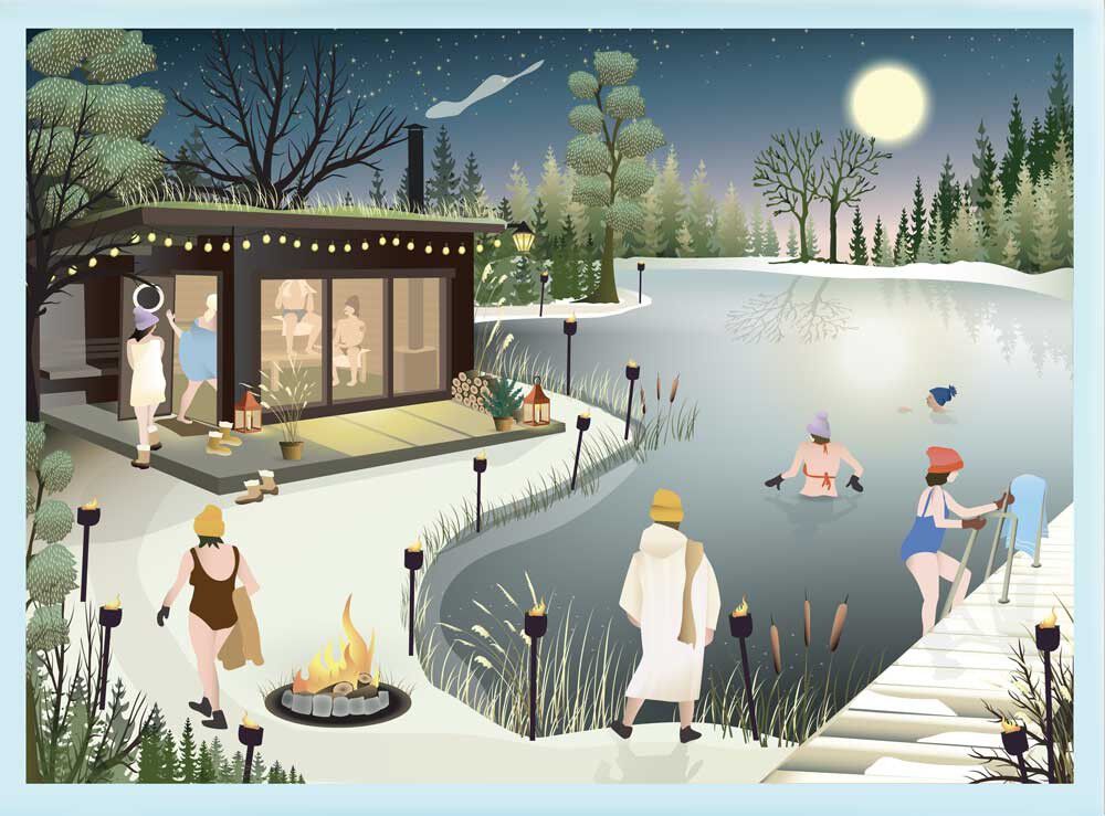 SAUNA BY THE LAKE - puslespil med 1000 brikker