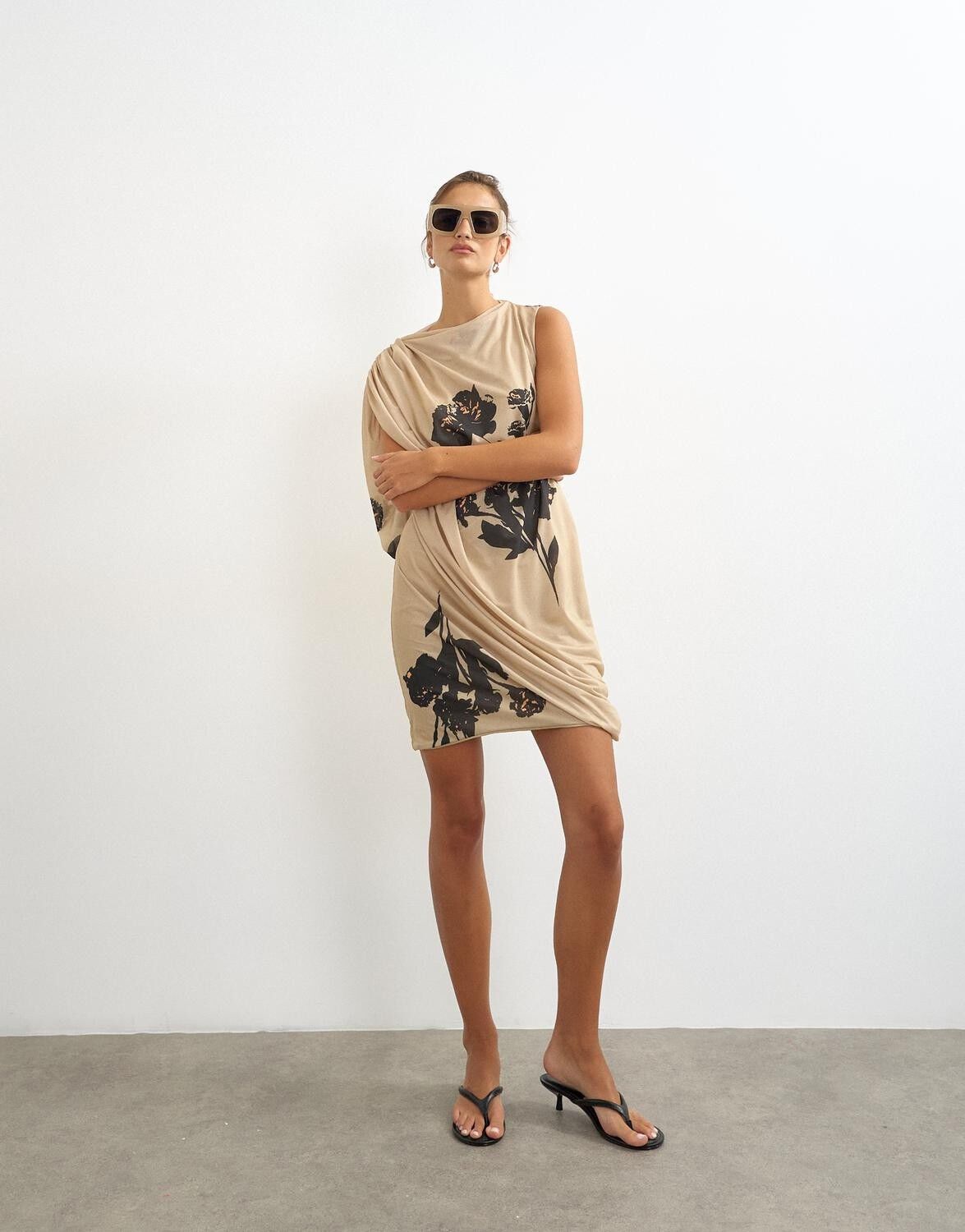 Tsolena Sl Mesh Draped Mini Dress Jrs