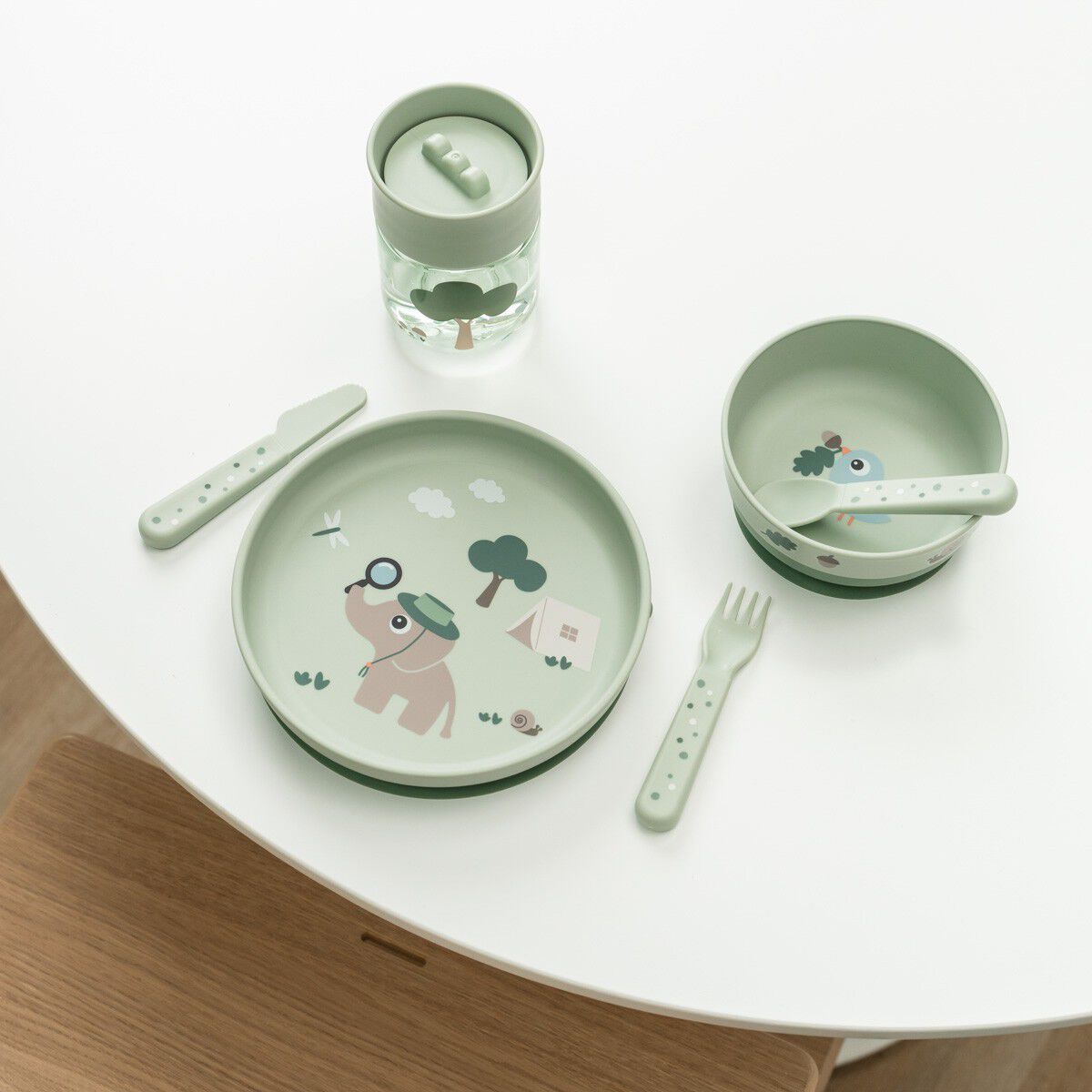 Foodie spises&aelig;t m/360&deg; kop Tiny trails Gr&oslash;n