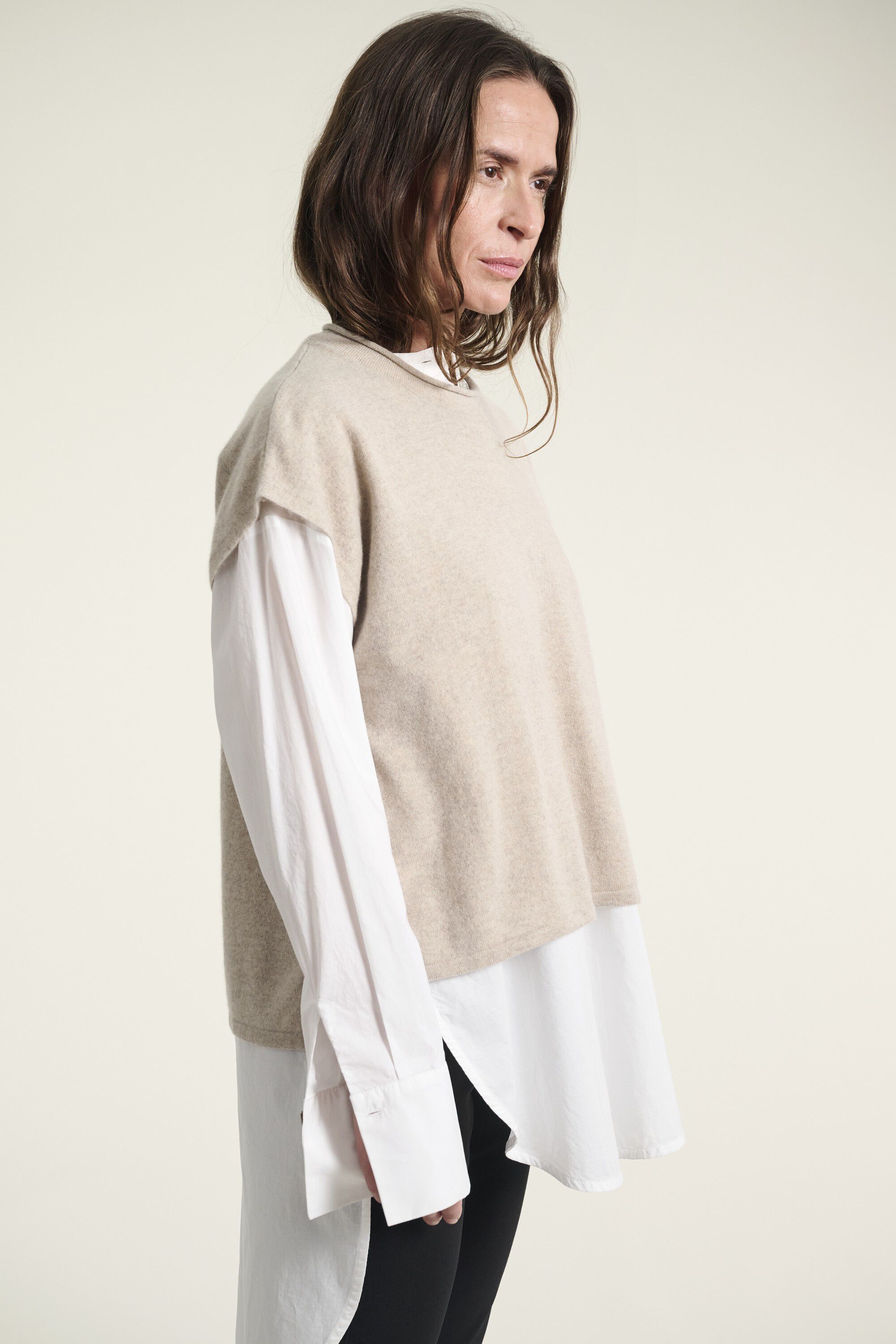Kumo cashmere &aelig;rmel&oslash;s bluse