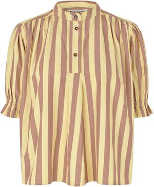 2512 Soft Striped Embroidery, Smocked Gathered Top