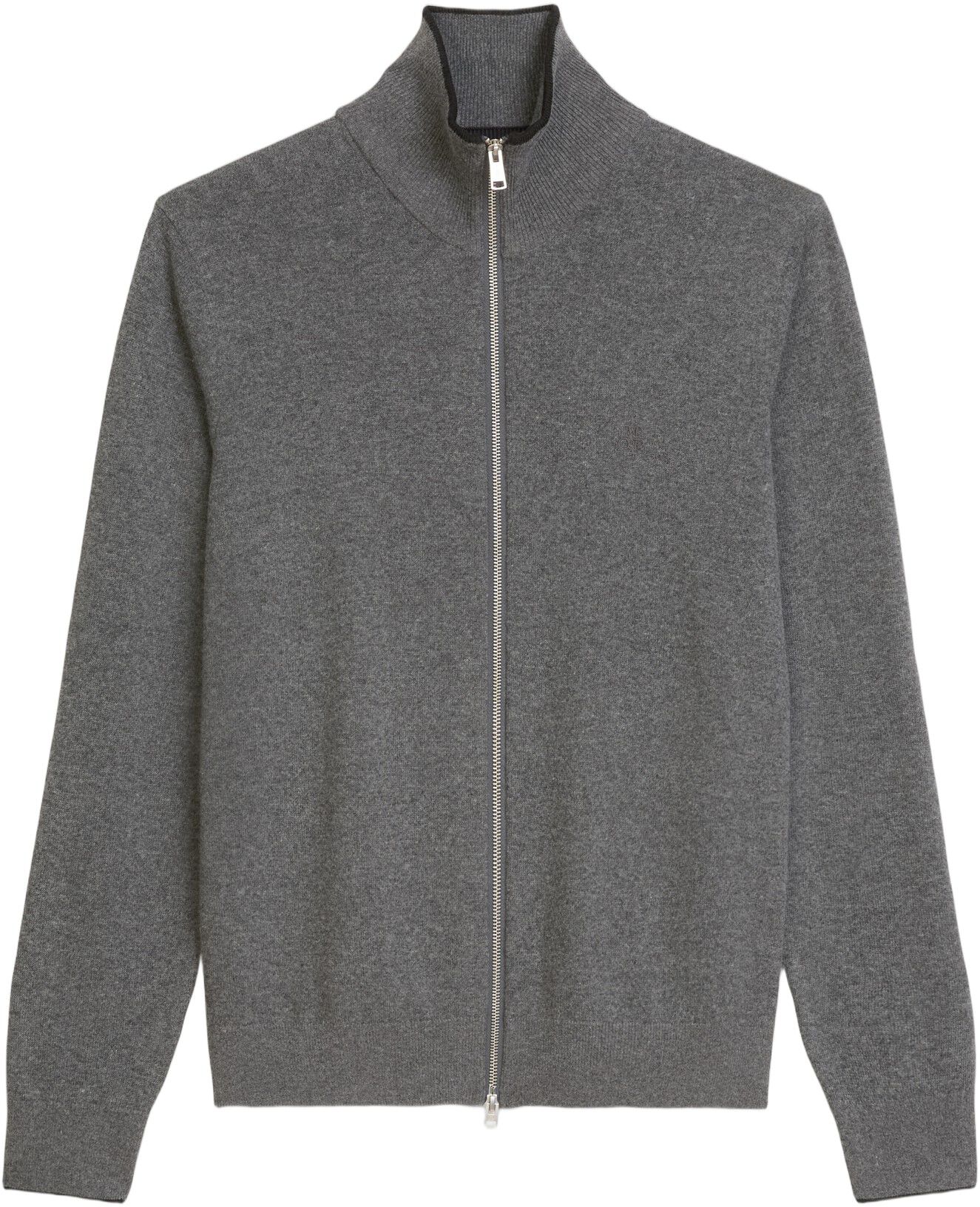 Zipped cardigan with stand up colla