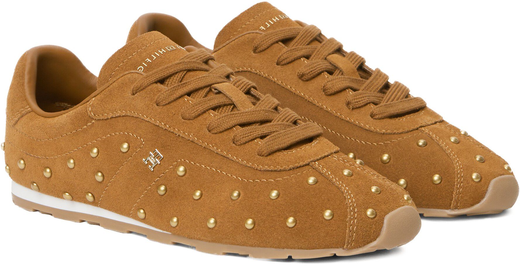 Suede Studded Low Profile Trainers