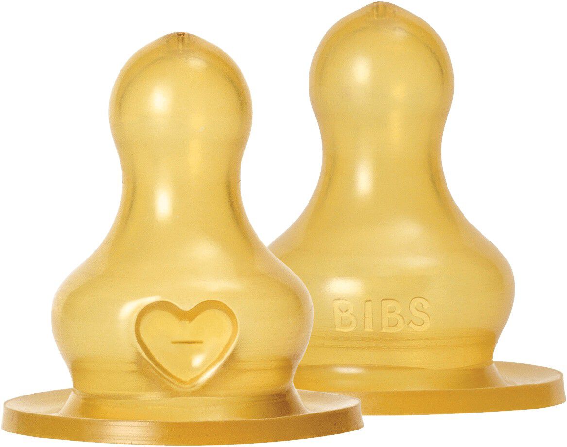 BIBS Baby Bottle Nipple Round Latex 2 pack Medium Flow