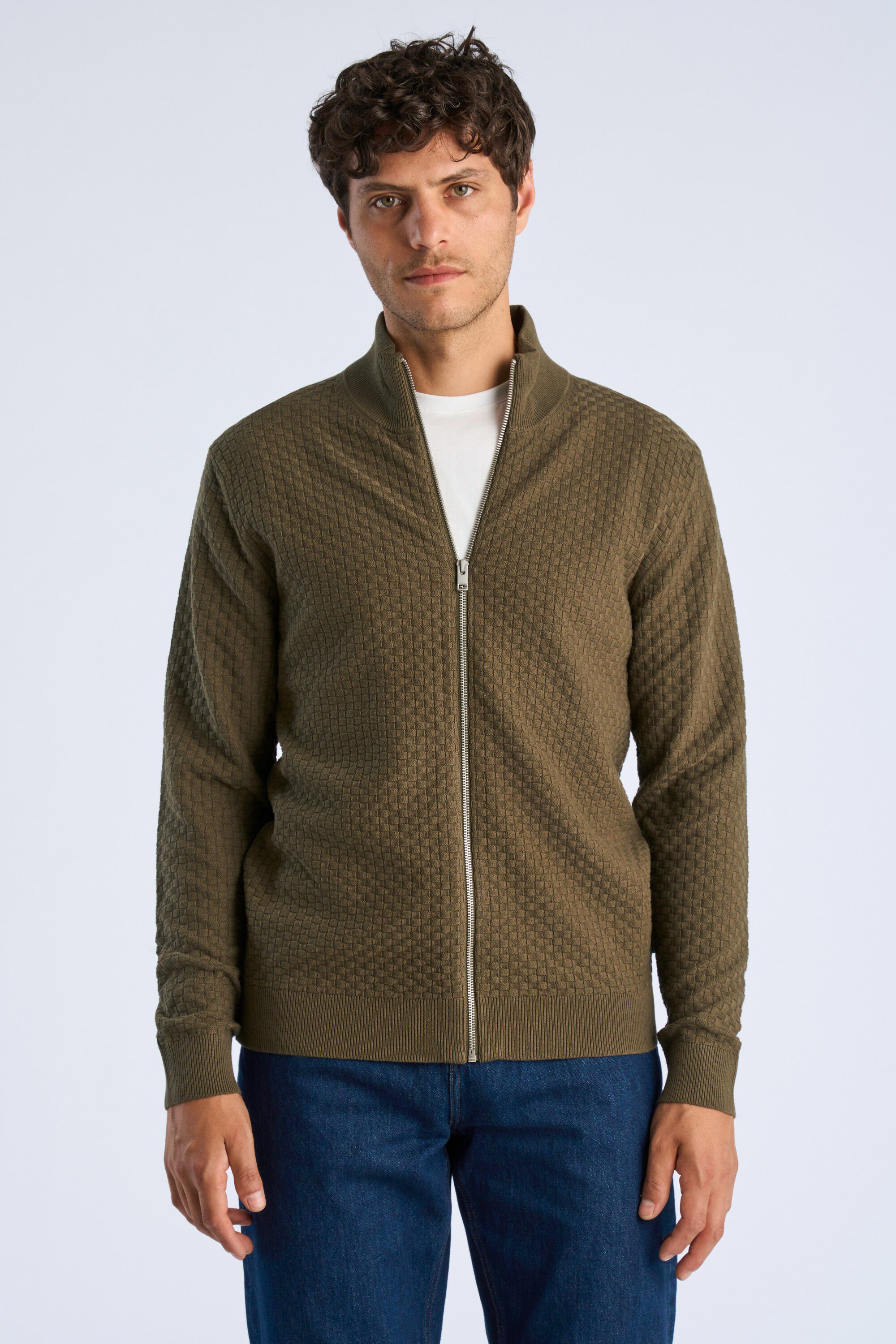 Knitted zip cardigan