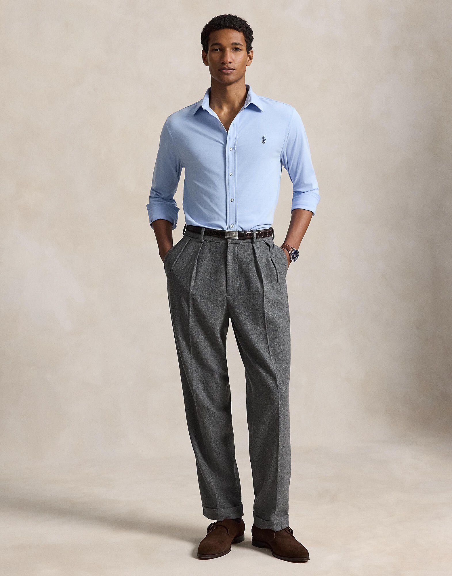STRCH OXFORD INTRLK-KNT-SHIRT