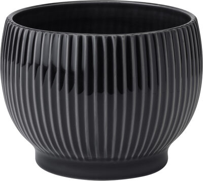 Knabstrup potteskjuler, riller svart, Ø 16,5 cm