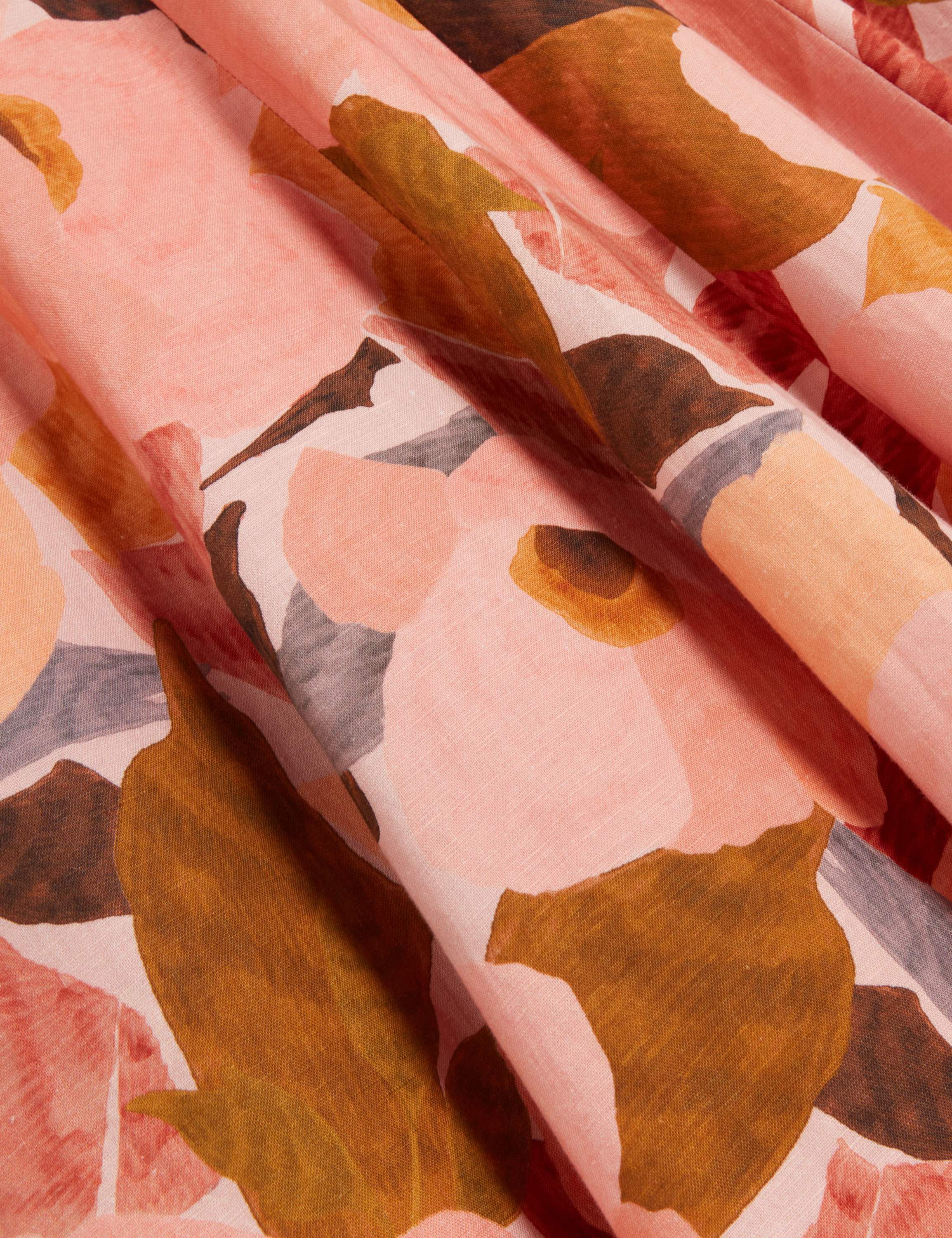 SHIVANA Printed Linen Blend Midi Dr
