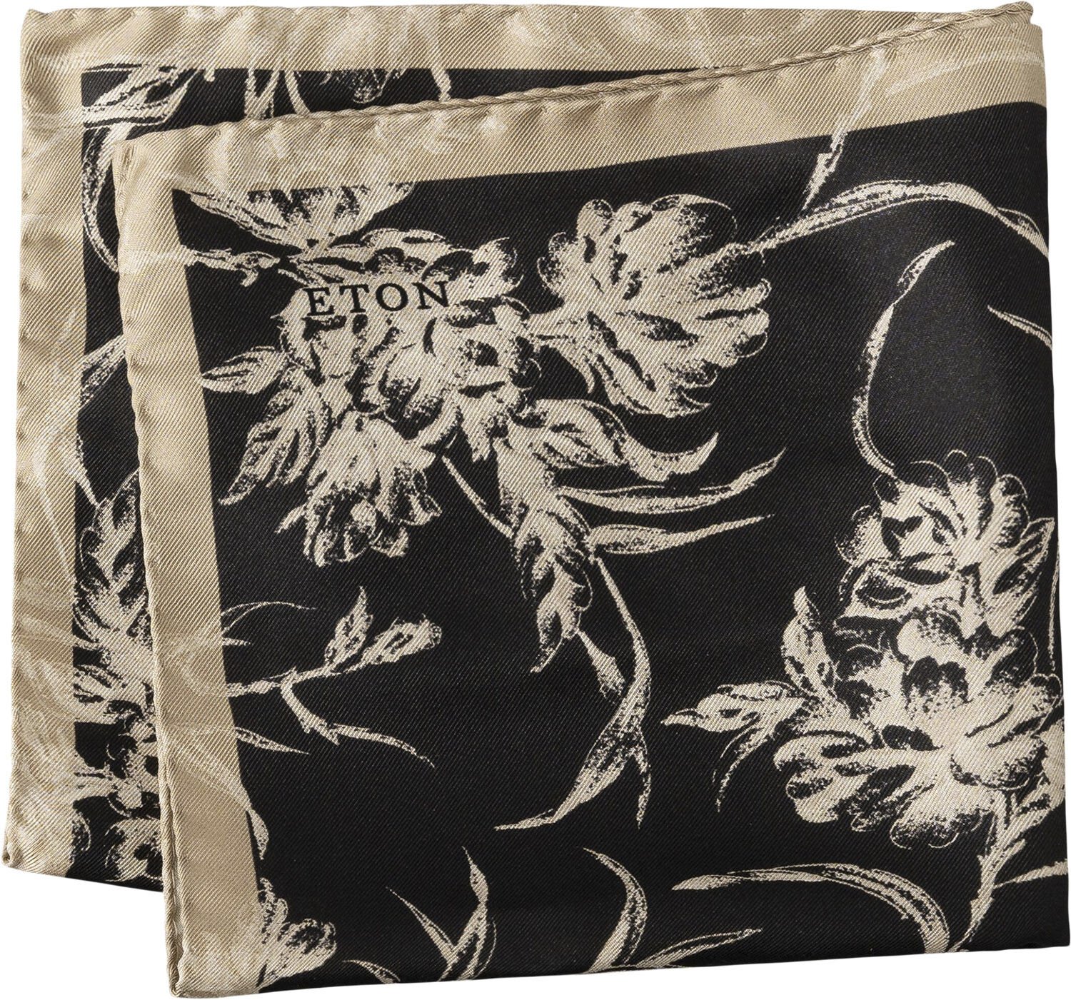 Black Floral Silk Pocket Square